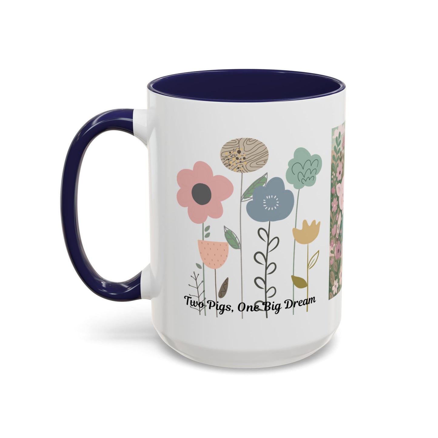 Charming Piggy Coffee Mug, Cute Animal Tea Cup, Floral Design Drinkware, Gift for Animal Lovers, Kitchen Decor, Unique Birthday Gift