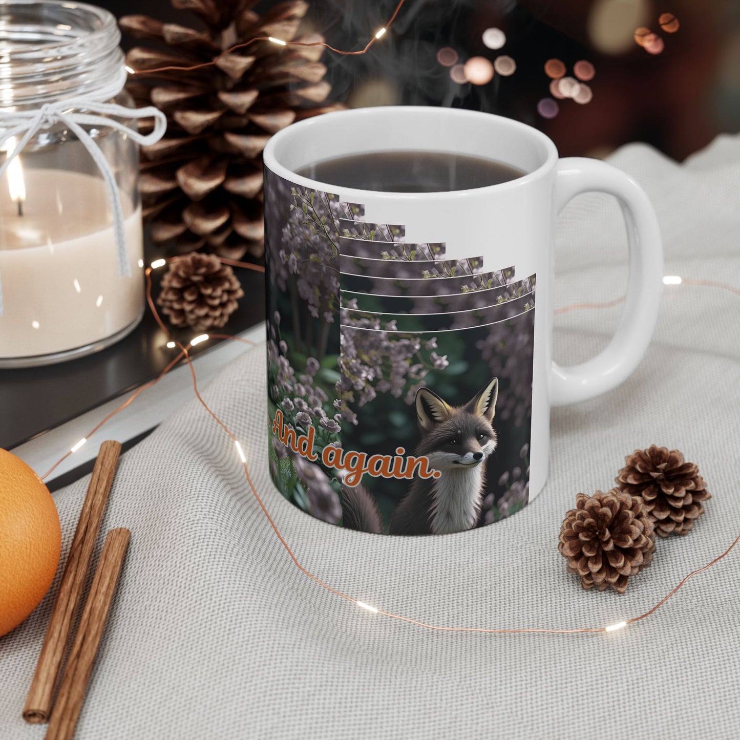 Whimsical Fox Ceramic Mug with Inspirational Quote, Cute Gift for Animal Lovers, Coffee Tea Cup, Nature Lover's Mug, Unique Home Decor