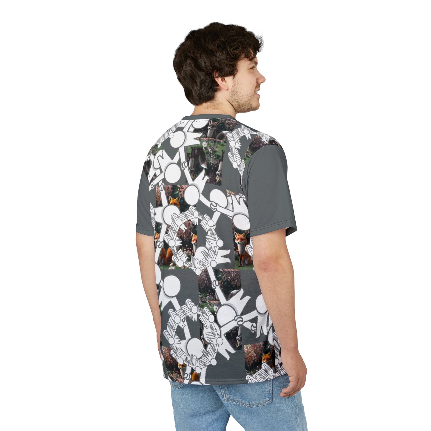 Whimsical Fox Pattern Tee, Unisex Graphic Shirt for Nature Lovers, Fun Gift for Birthdays, Casual Summer Wear, Eco-Friendly Style