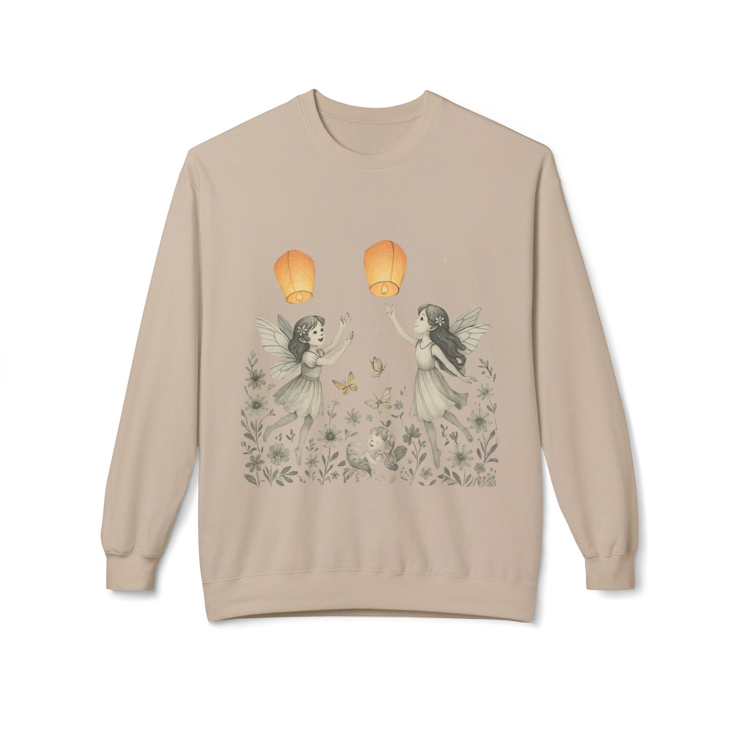 Fairy Dreams Crewneck Sweatshirt, Cozy Fleece Sweatshirt, Unisex Pullover, Fantasy Sweatshirt, Magical Gift, Boho Style