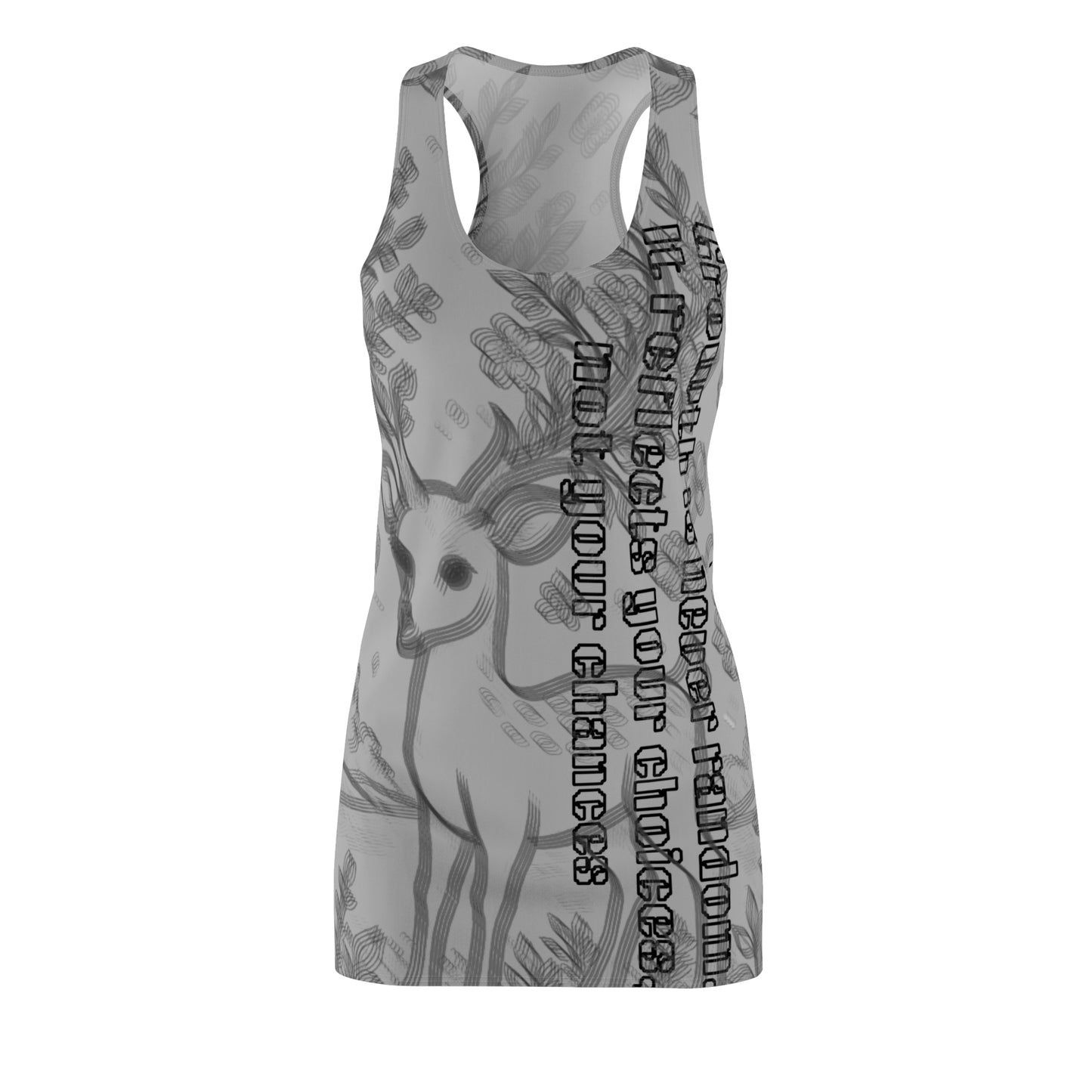 Nature-Inspired Motivational Dress, AOP Racerback Dress, Casual Summer Dress, Gift for Nature Lovers, Inspirational Dress