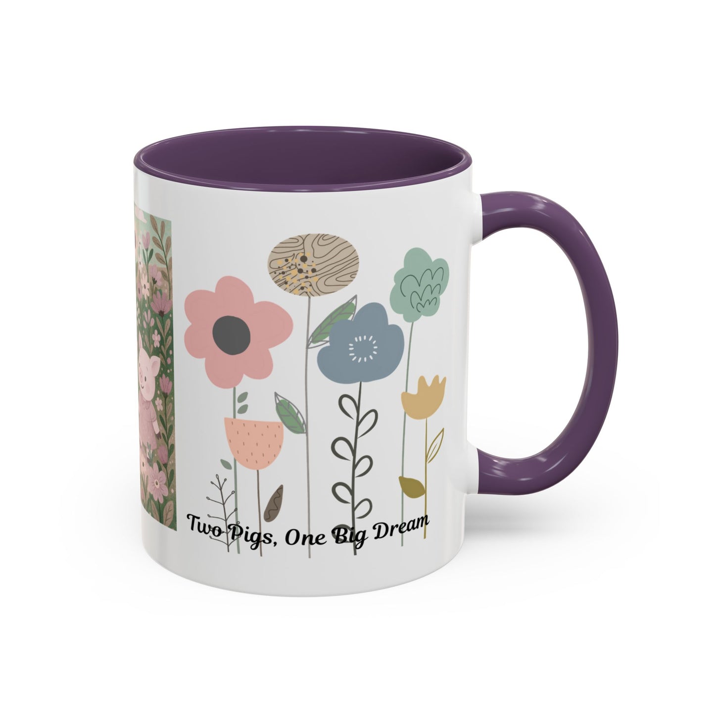Charming Piggy Coffee Mug, Cute Animal Tea Cup, Floral Design Drinkware, Gift for Animal Lovers, Kitchen Decor, Unique Birthday Gift