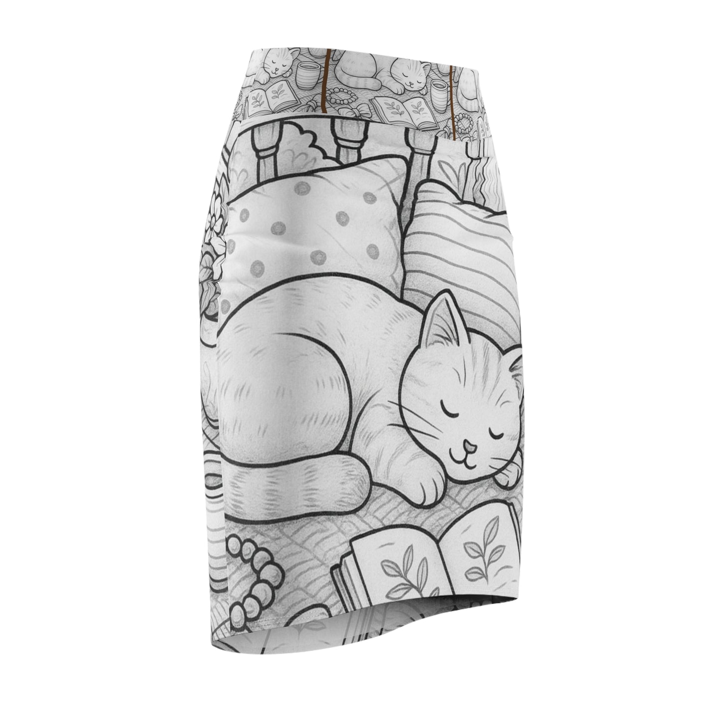 Cozy Cat Pencil Skirt, AOP Skirt, Cat Lover Fashion, Unique Gift for Cat Moms, Cute Skirt for Casual Wear, Adorable Pencil Skirt