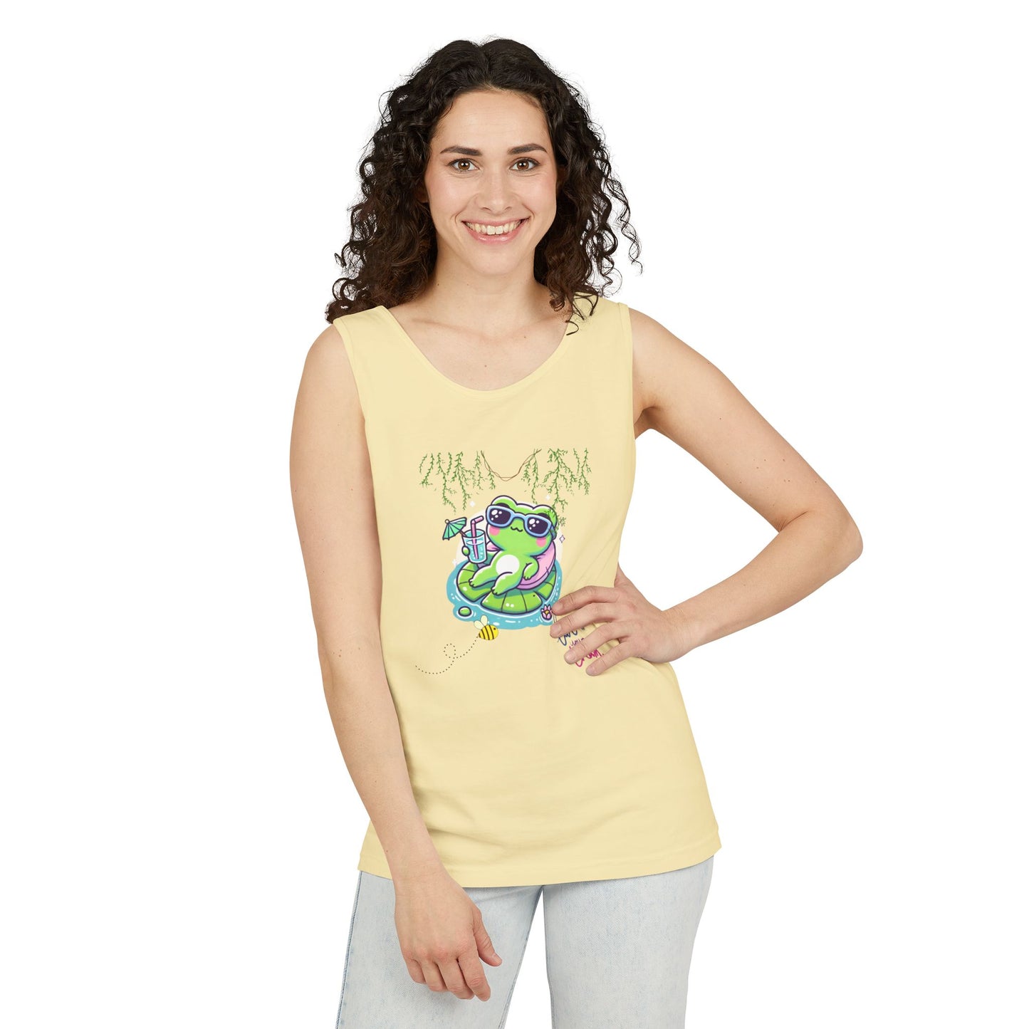 Chill Vibes Frog Tank Top - Summer, Beachwear, Gift for Frog Lovers, Cute Graphic Tee, Unisex Casual Wear