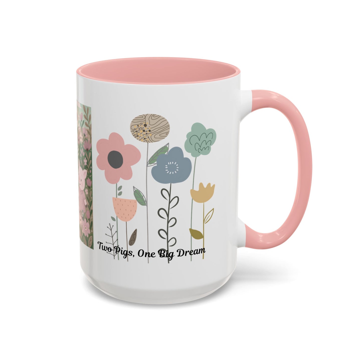 Charming Piggy Coffee Mug, Cute Animal Tea Cup, Floral Design Drinkware, Gift for Animal Lovers, Kitchen Decor, Unique Birthday Gift