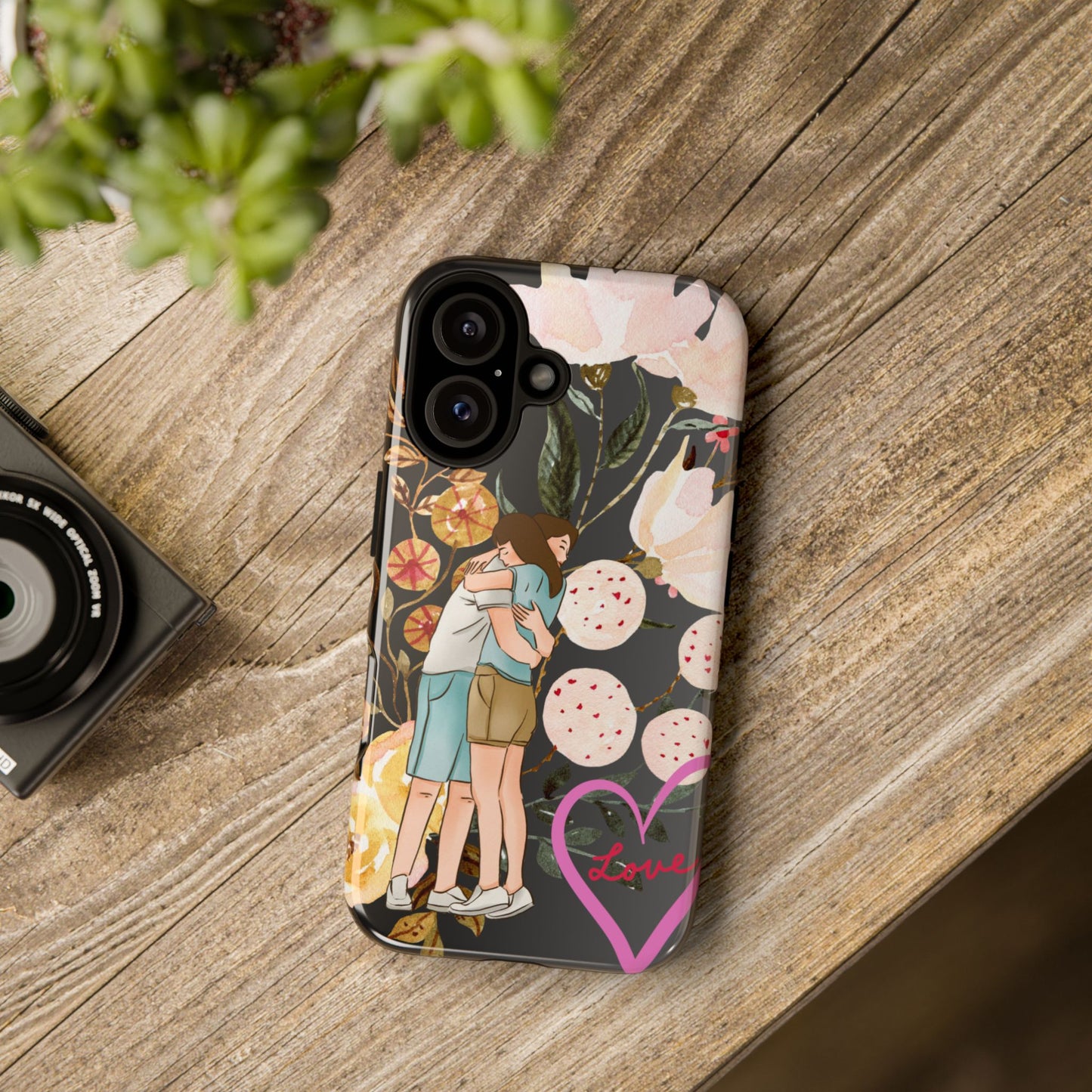 Cute Phone Case for Couples, Floral Design, Love Theme, Gift for Her, Trendy Smartphone Accessory