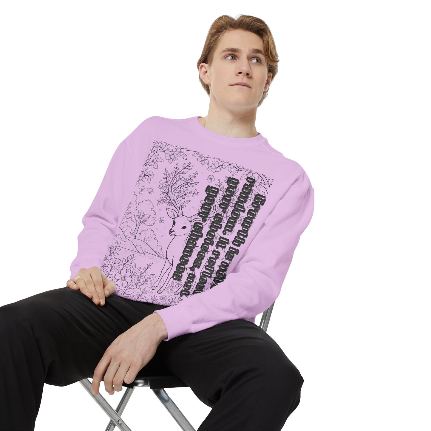 Whimsical Deer Sweatshirt | Cozy Casual Wear, Gift for Nature Lovers, Fall Fashion, Unique Artwork, Unisex Style