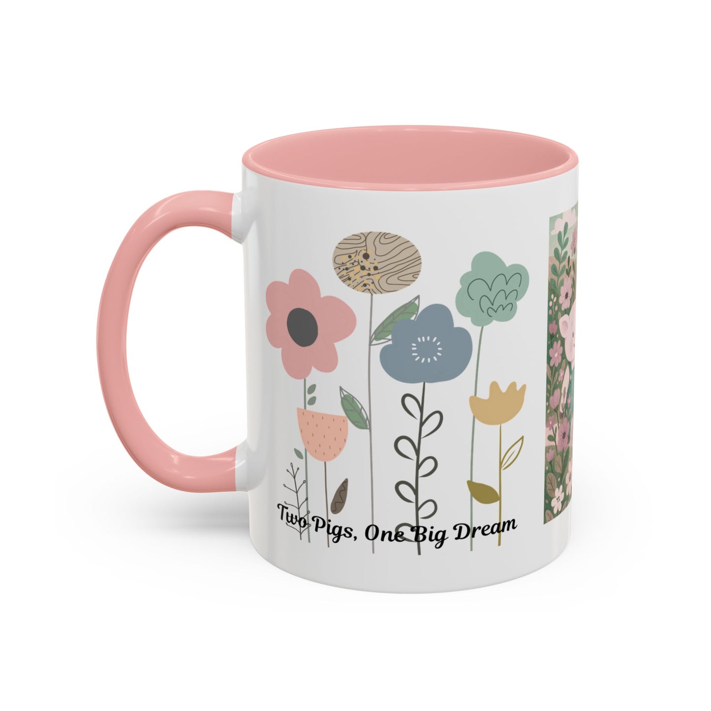 Charming Piggy Coffee Mug, Cute Animal Tea Cup, Floral Design Drinkware, Gift for Animal Lovers, Kitchen Decor, Unique Birthday Gift