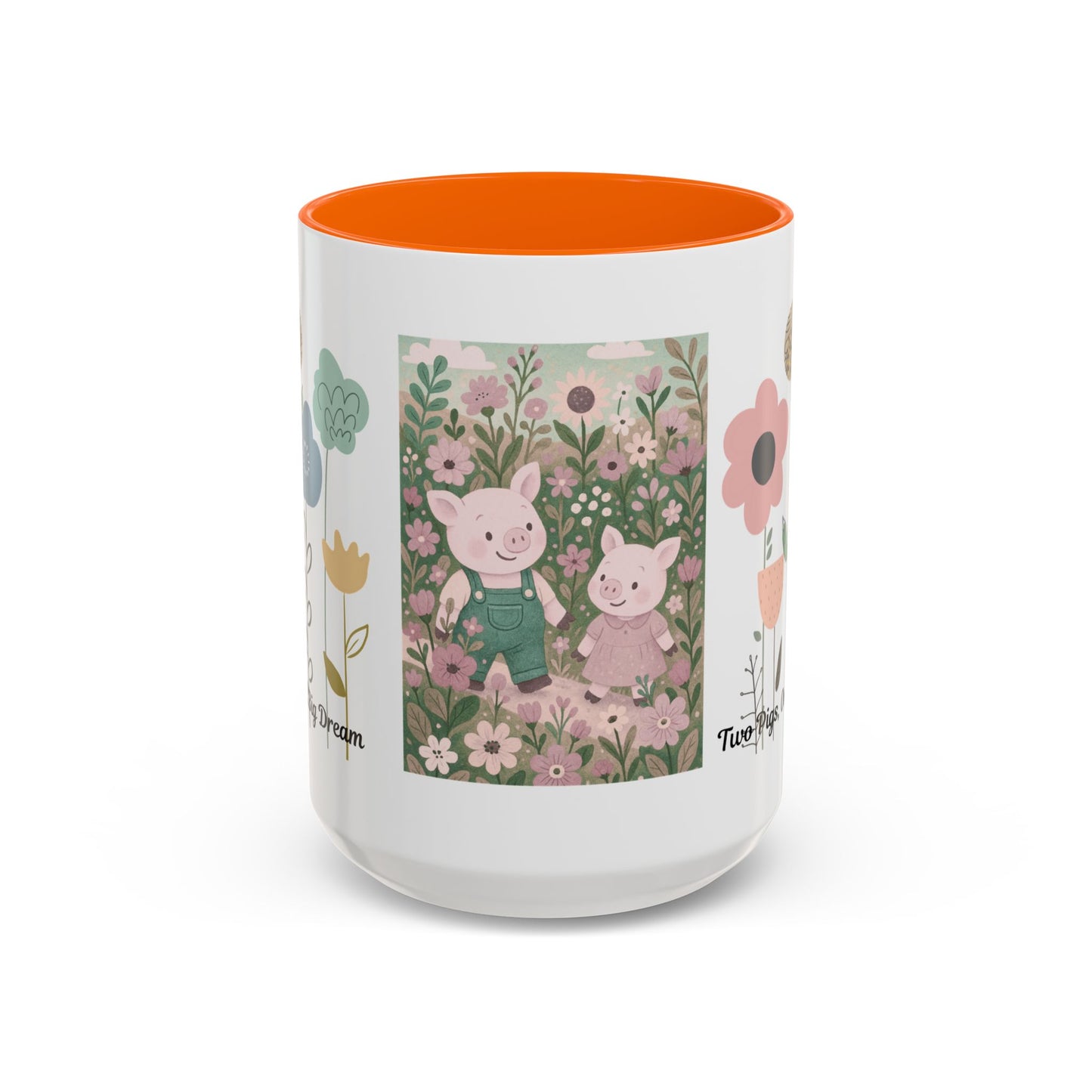 Charming Piggy Coffee Mug, Cute Animal Tea Cup, Floral Design Drinkware, Gift for Animal Lovers, Kitchen Decor, Unique Birthday Gift