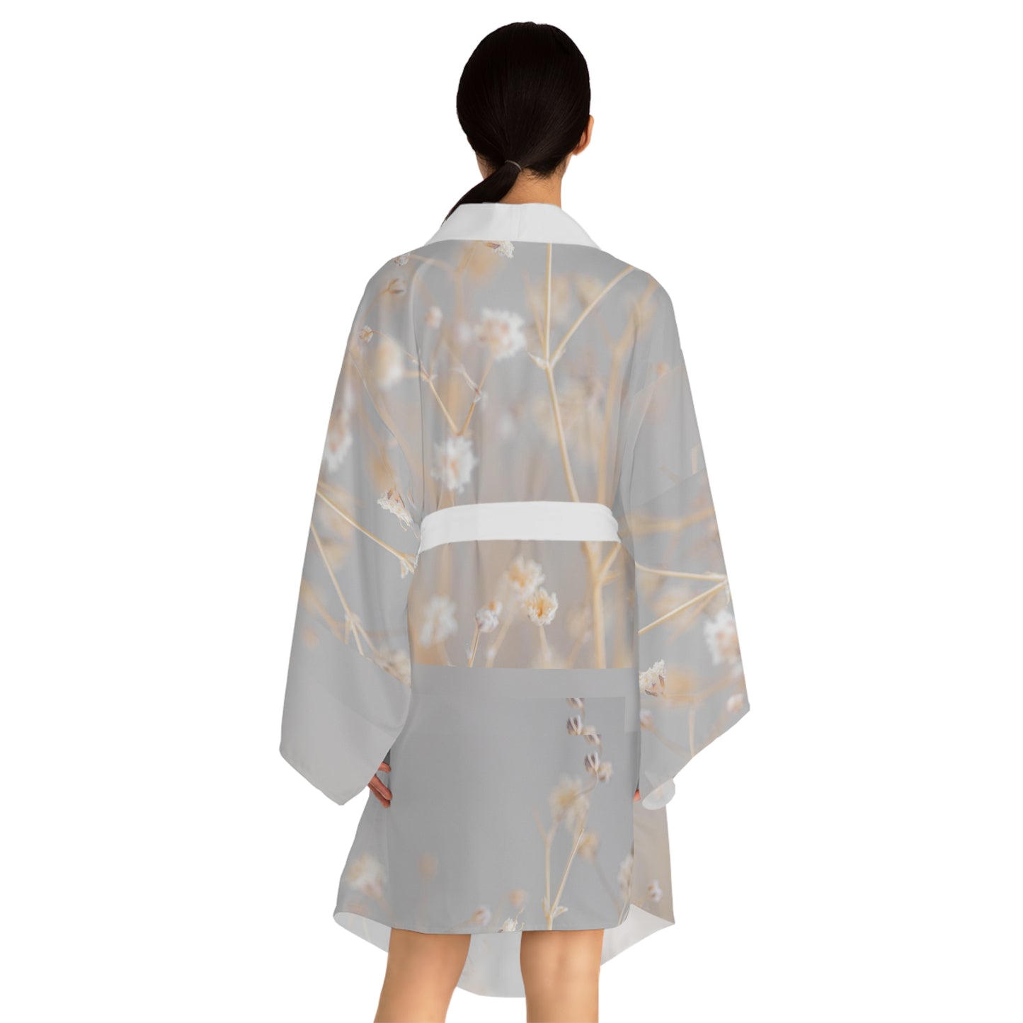 Elegant Floral Long Sleeve Kimono Robe, Lightweight Kimono, Loungewear Gift, Cozy Robe, Perfect for Relaxing, Floral Print Kimono