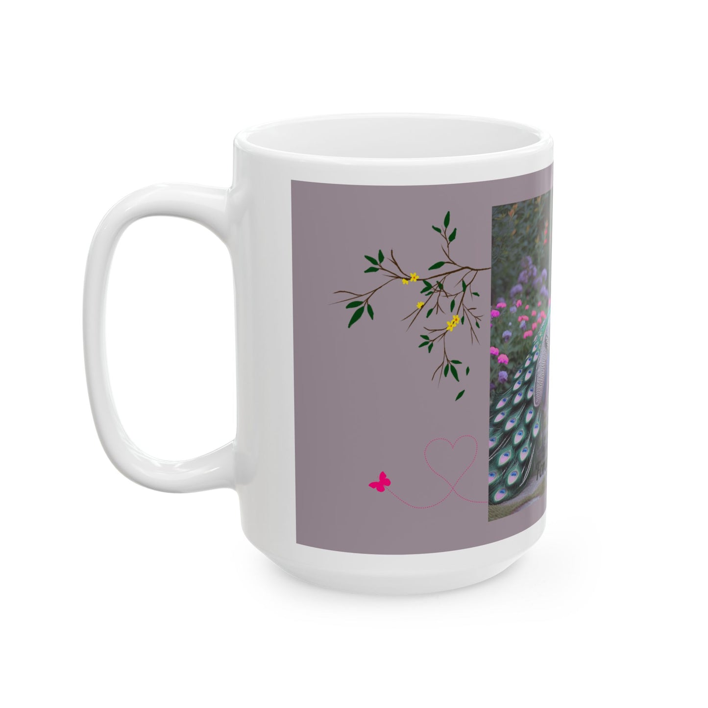 Peacock Love Ceramic Mug - Forever Entwined, Gift for Couples, Wedding, Anniversary, Home Decor, Nature Lovers