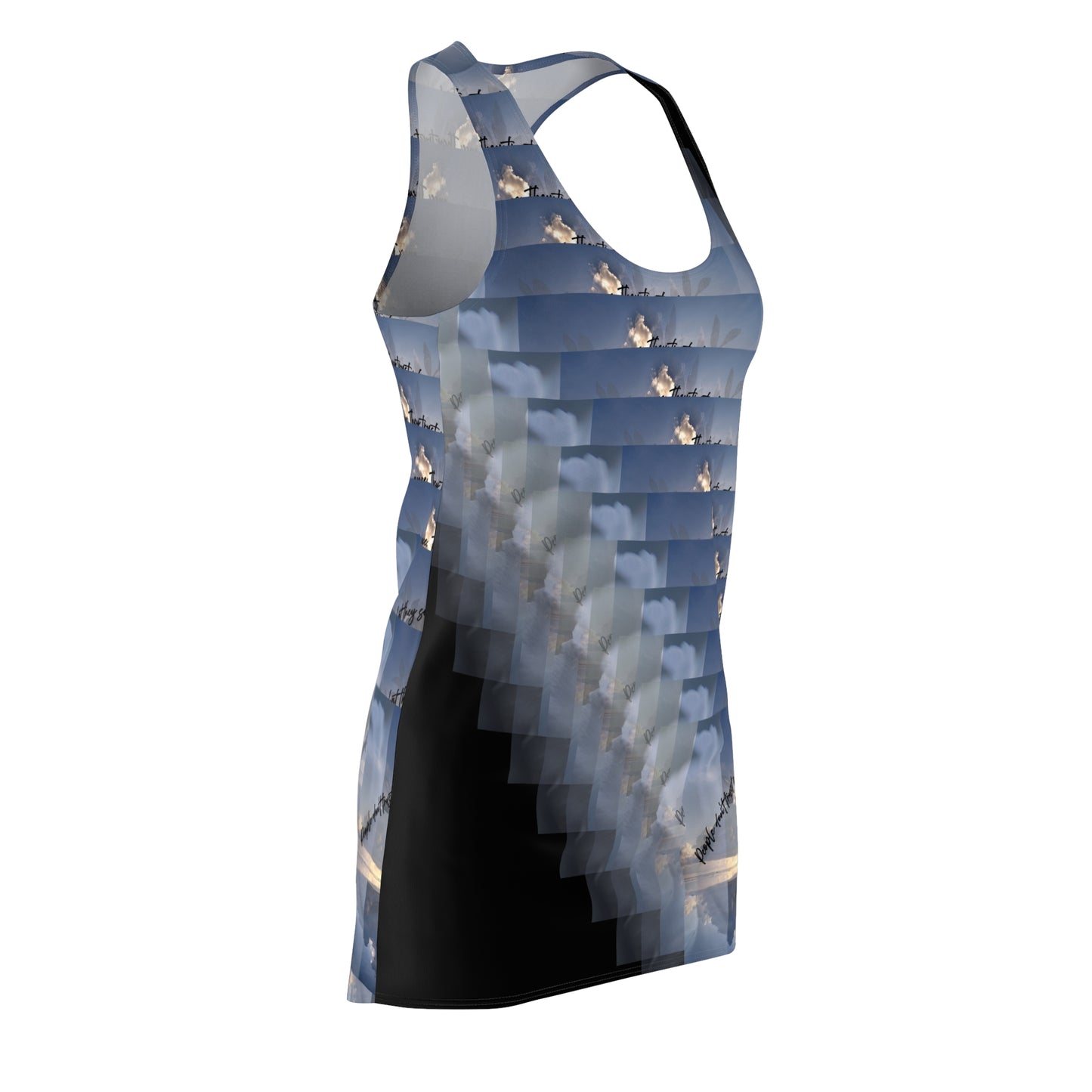 Cloudy Sky Pattern Racerback Dress, Casual Summer Dress, Beach Wear, Vacation Outfit, Boho Fashion, Nature Inspired Dress