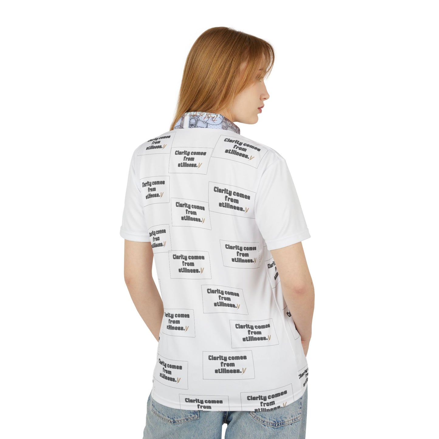 Clarifying Wisdom Unisex Polo Shirt, Stylish Graphic Tee, Casual Wear, Motivational Apparel, Gift for Friends, Self-Improvement Fashion