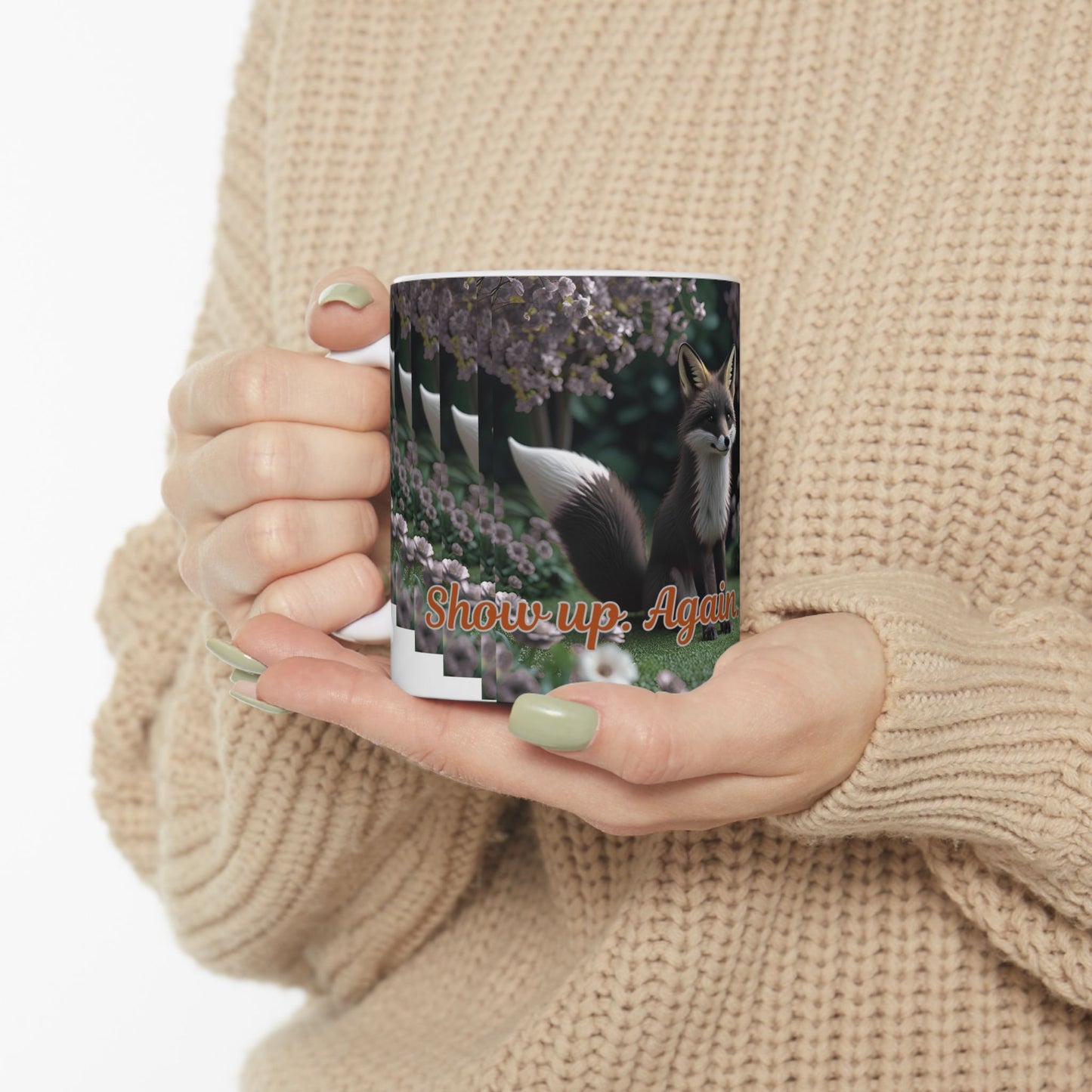 Whimsical Fox Ceramic Mug with Inspirational Quote, Cute Gift for Animal Lovers, Coffee Tea Cup, Nature Lover's Mug, Unique Home Decor