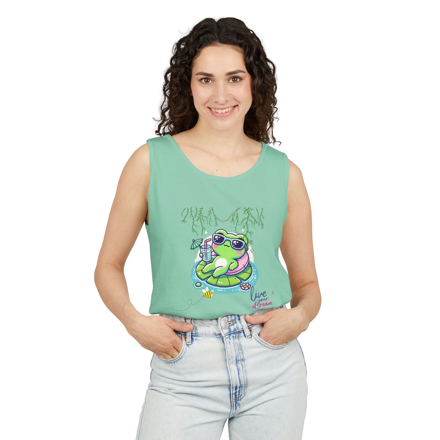 Chill Vibes Frog Tank Top - Summer, Beachwear, Gift for Frog Lovers, Cute Graphic Tee, Unisex Casual Wear