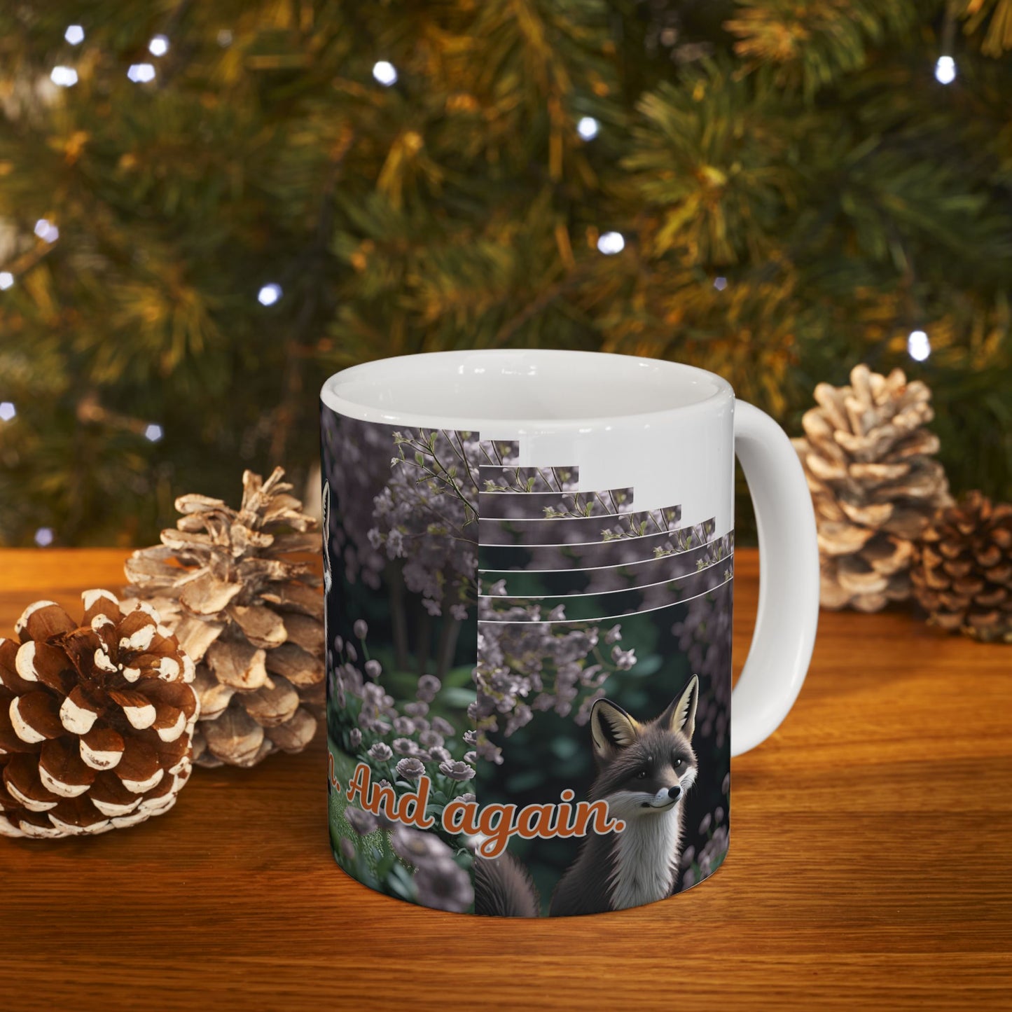 Whimsical Fox Ceramic Mug with Inspirational Quote, Cute Gift for Animal Lovers, Coffee Tea Cup, Nature Lover's Mug, Unique Home Decor