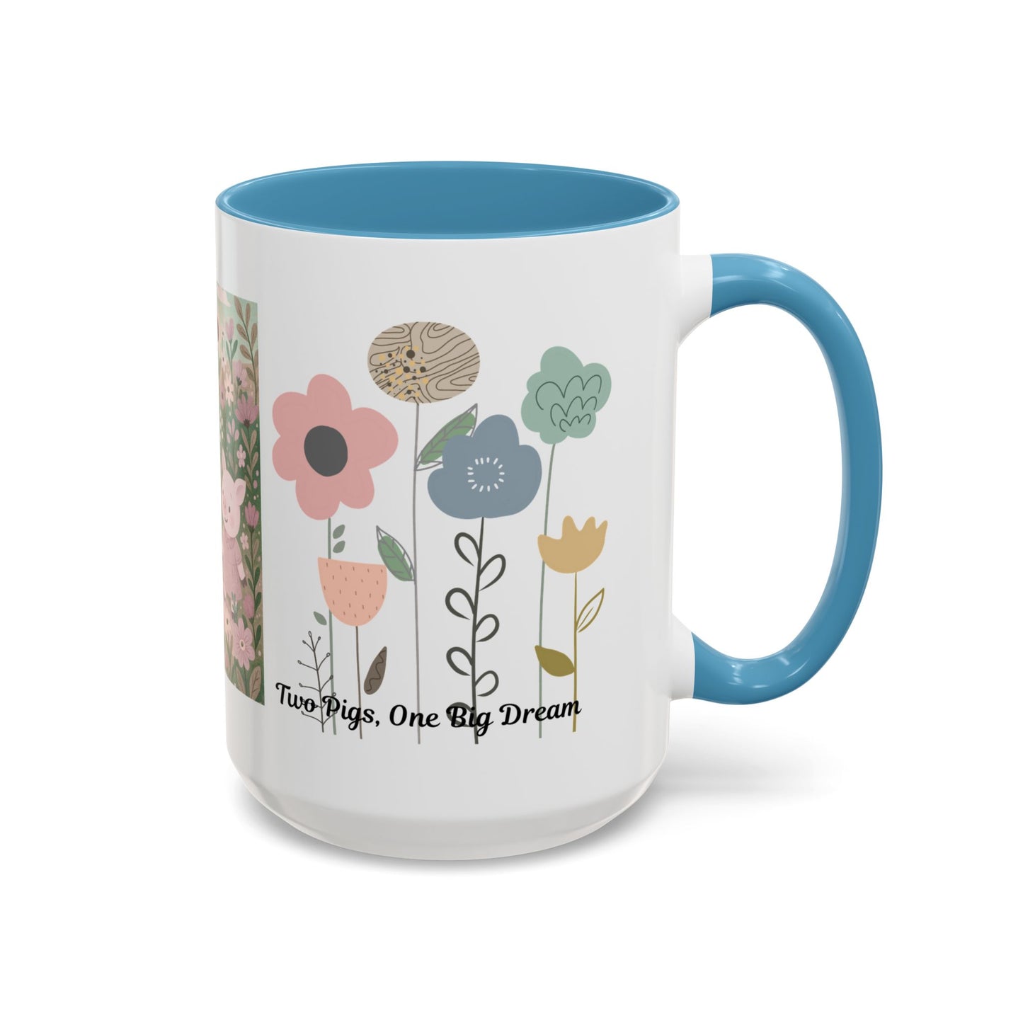 Charming Piggy Coffee Mug, Cute Animal Tea Cup, Floral Design Drinkware, Gift for Animal Lovers, Kitchen Decor, Unique Birthday Gift