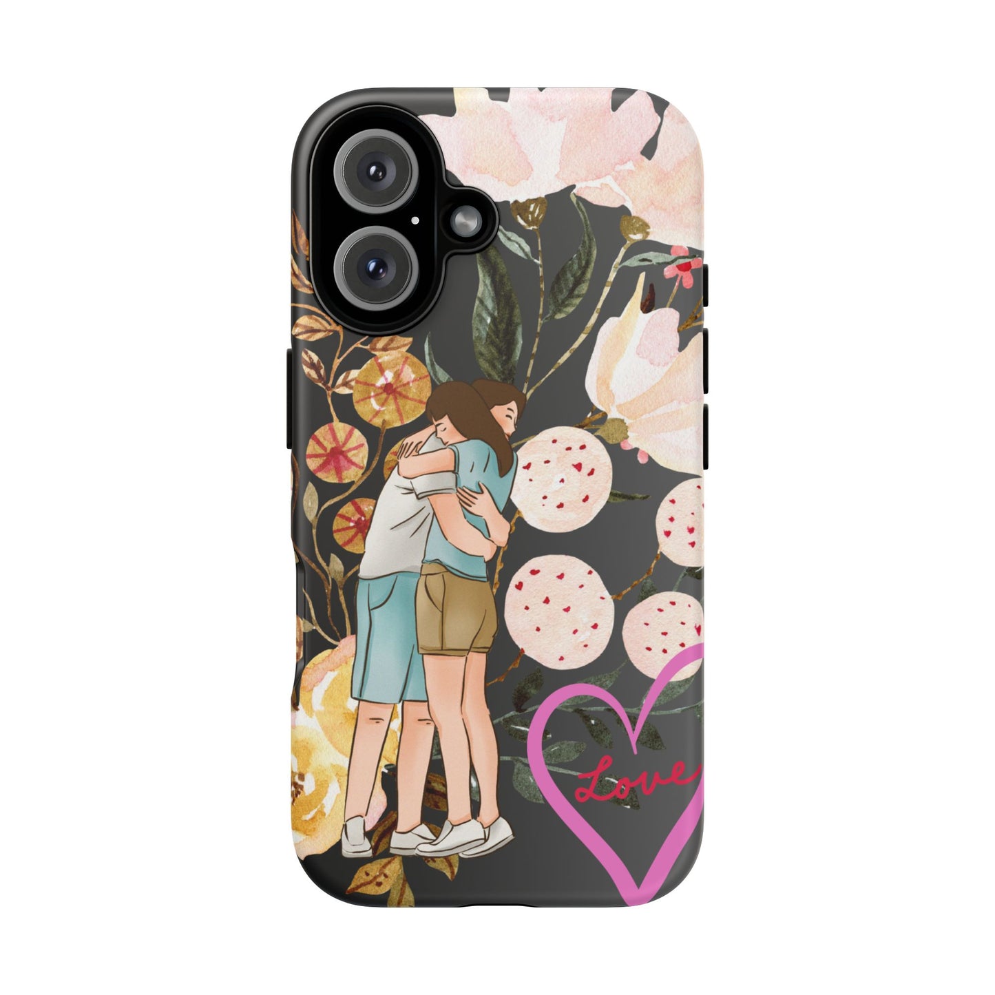 Cute Phone Case for Couples, Floral Design, Love Theme, Gift for Her, Trendy Smartphone Accessory