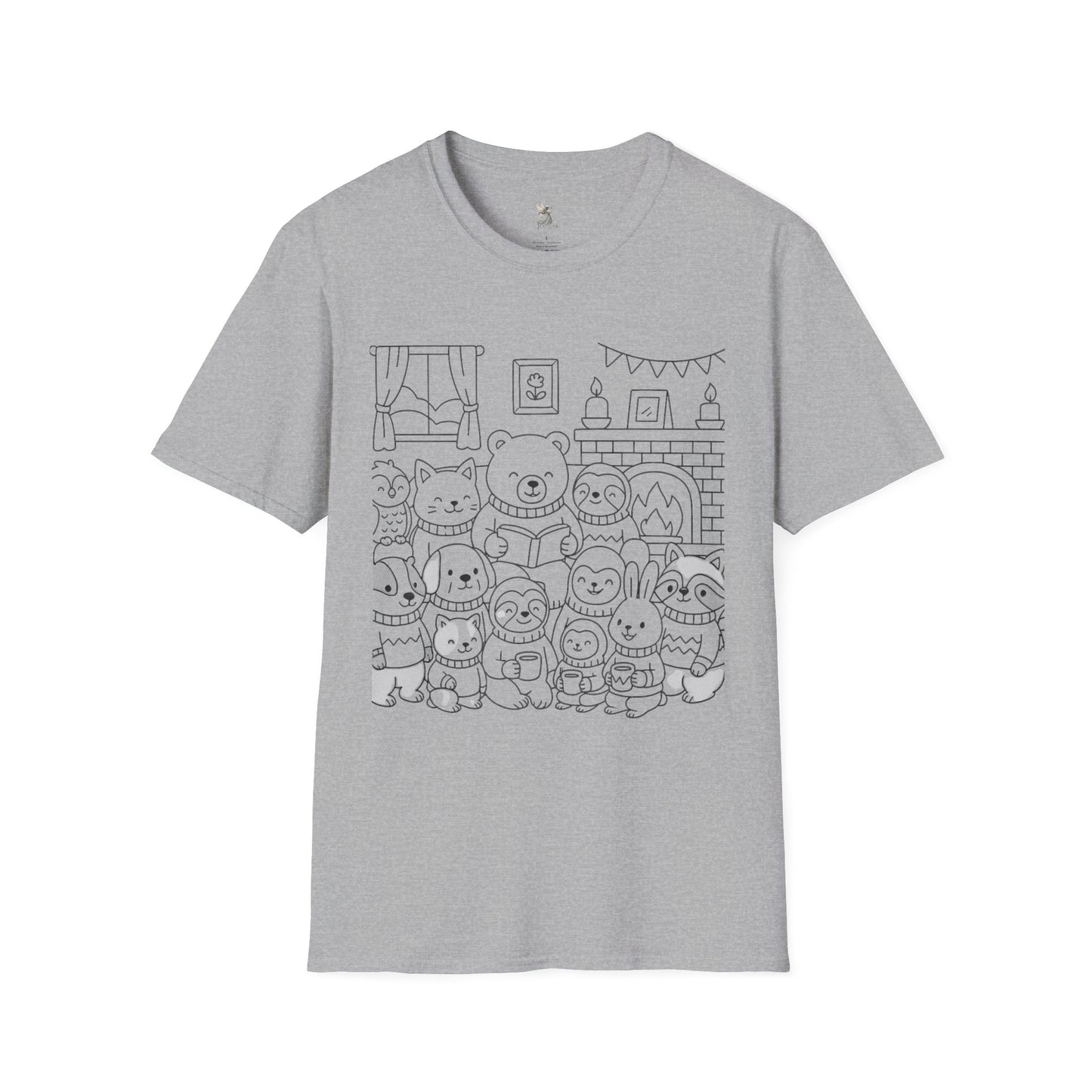 Cute Cartoon Animal T-Shirt, Perfect Gift for Kids, Unisex Softstyle Tee, Coloring Shirt, Fun Pajama Shirt, Casual Wear