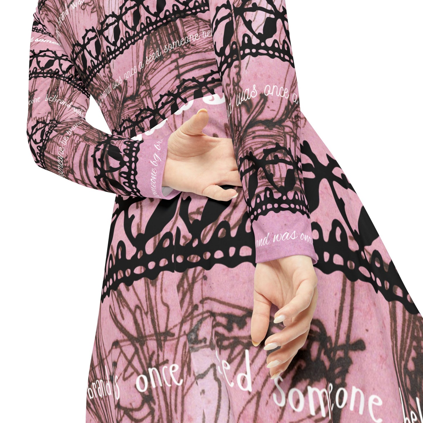 Elegant Women's Long Sleeve Dance Dress with Inspirational Prints, Bohemian Dress, Dance Costume, Party Outfit, Unique Gifts for Her