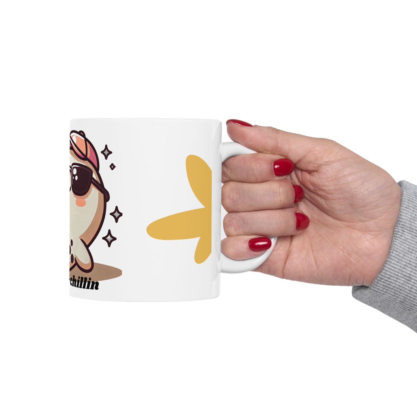 Cute Cha-Cha-Chillin Ceramic Mug, Funny Coffee Cup, Bubble Tea Lover Gift, Kawaii Drinkware, Quirky Mug