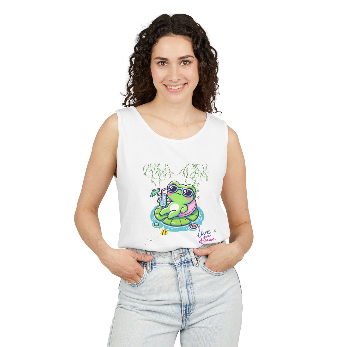 Chill Vibes Frog Tank Top - Summer, Beachwear, Gift for Frog Lovers, Cute Graphic Tee, Unisex Casual Wear