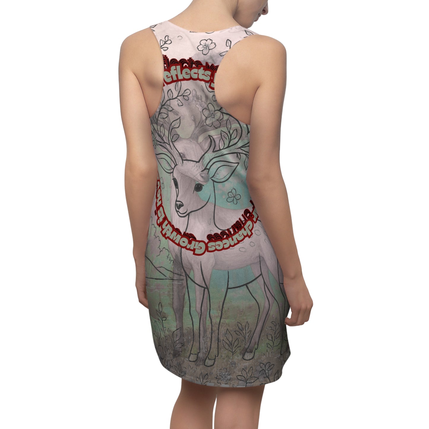 Women's Nature-Inspired Racerback Dress, Boho Summer Dress, Festival Outfit, Eco-Friendly Fashion, Ideal for Outdoor Gatherings