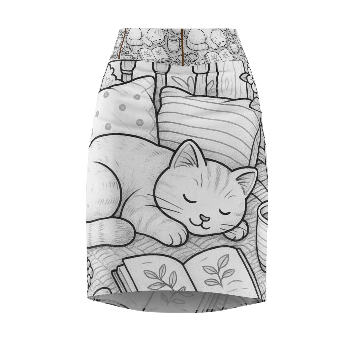 Cozy Cat Pencil Skirt, AOP Skirt, Cat Lover Fashion, Unique Gift for Cat Moms, Cute Skirt for Casual Wear, Adorable Pencil Skirt