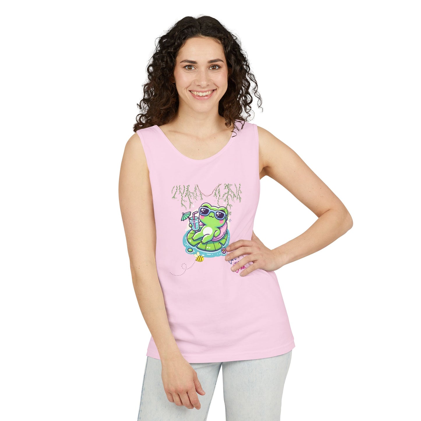 Chill Vibes Frog Tank Top - Summer, Beachwear, Gift for Frog Lovers, Cute Graphic Tee, Unisex Casual Wear
