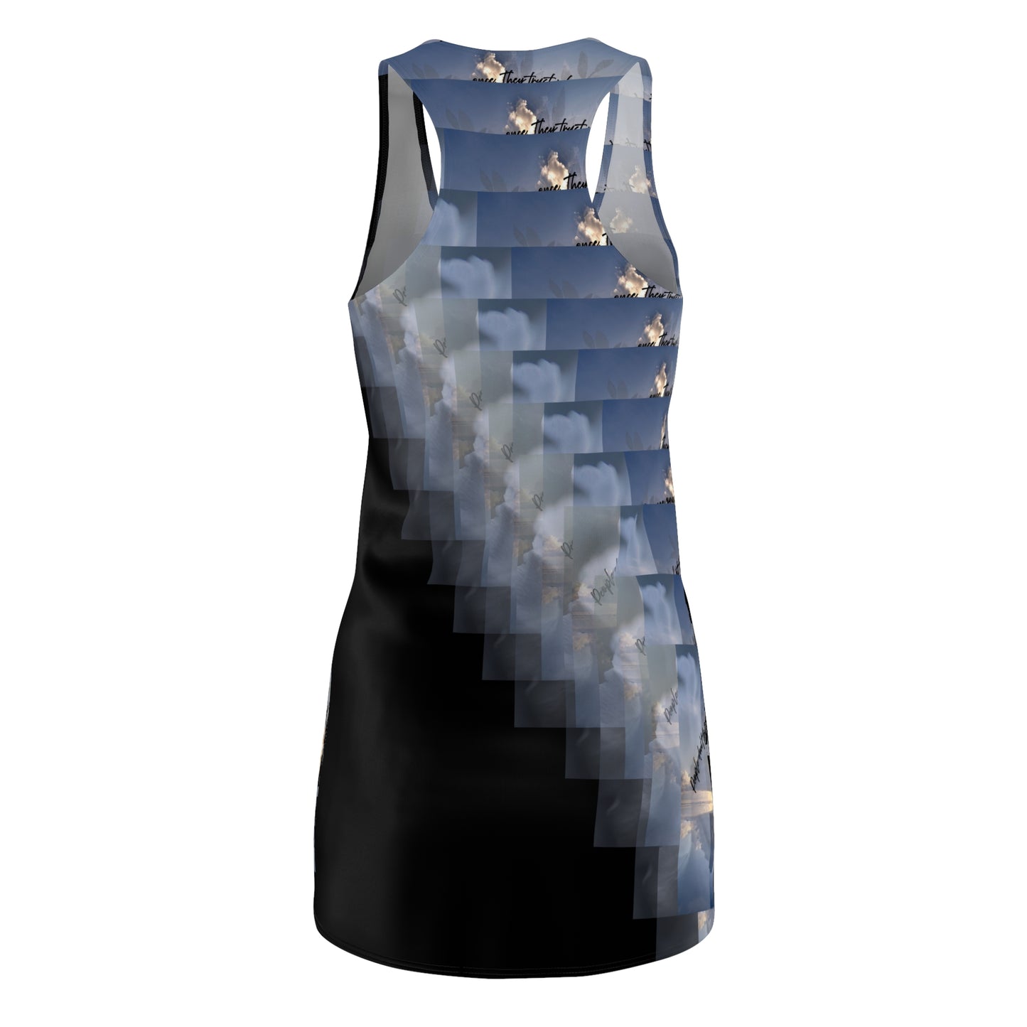 Cloudy Sky Pattern Racerback Dress, Casual Summer Dress, Beach Wear, Vacation Outfit, Boho Fashion, Nature Inspired Dress