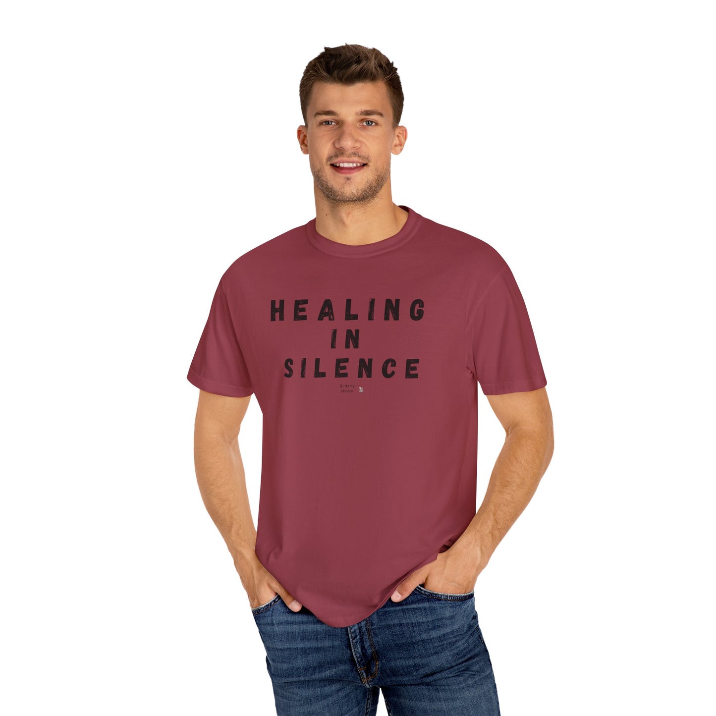 Healing in Silence T-Shirt | Unisex Garment-Dyed Tee | Mindfulness, Self-Care, Spiritual Growth, Comfort Wear, Relaxation