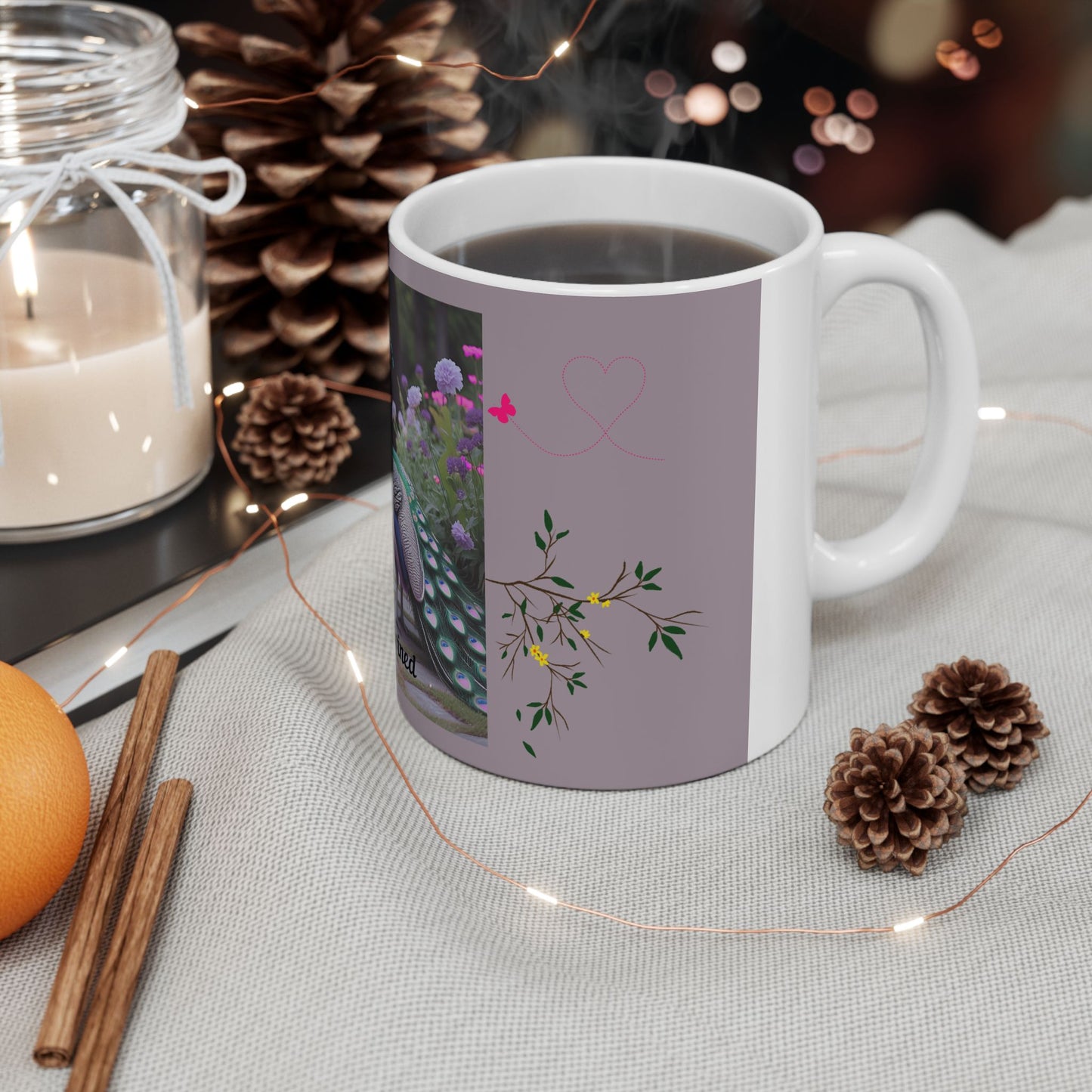 Peacock Love Ceramic Mug - Forever Entwined, Gift for Couples, Wedding, Anniversary, Home Decor, Nature Lovers
