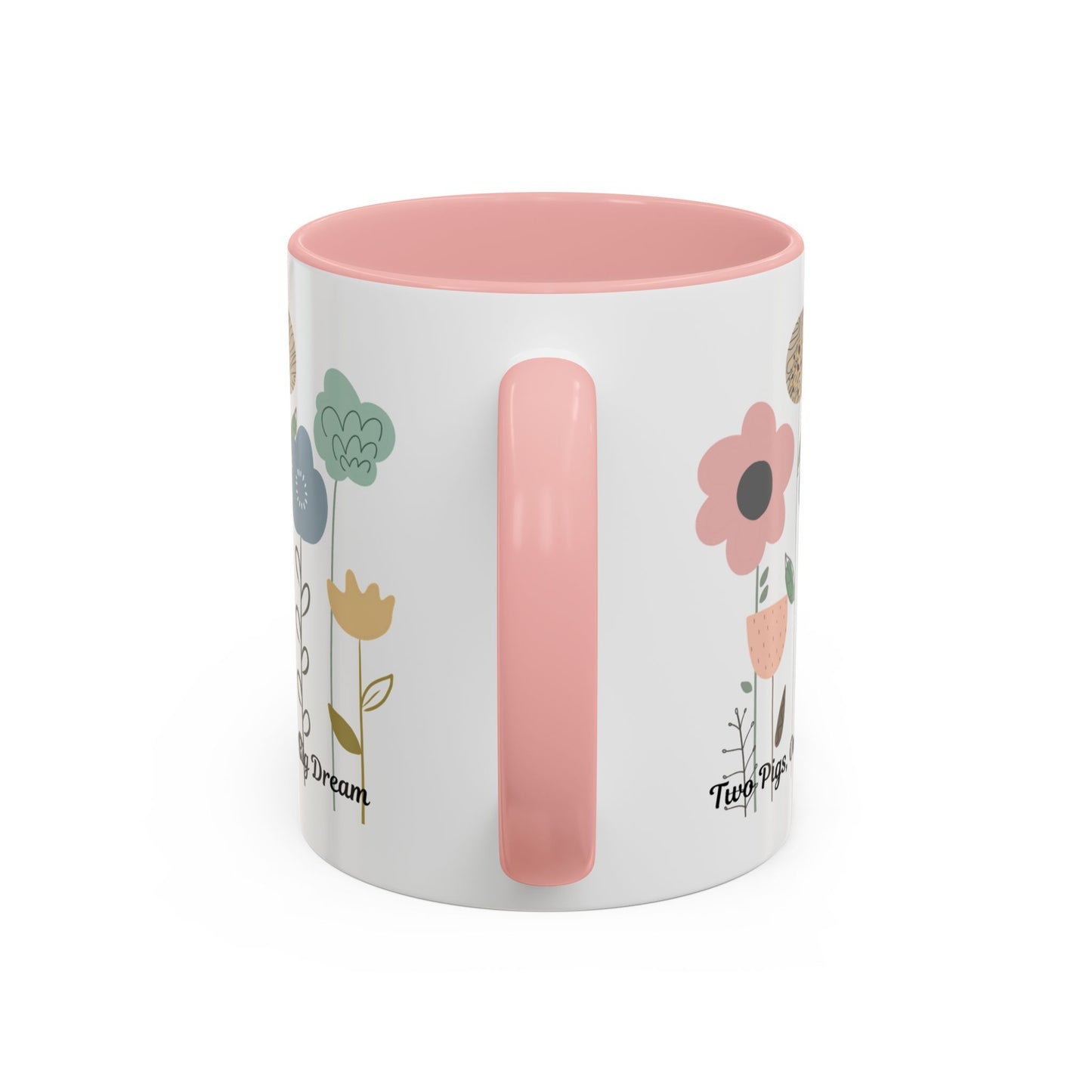 Charming Piggy Coffee Mug, Cute Animal Tea Cup, Floral Design Drinkware, Gift for Animal Lovers, Kitchen Decor, Unique Birthday Gift