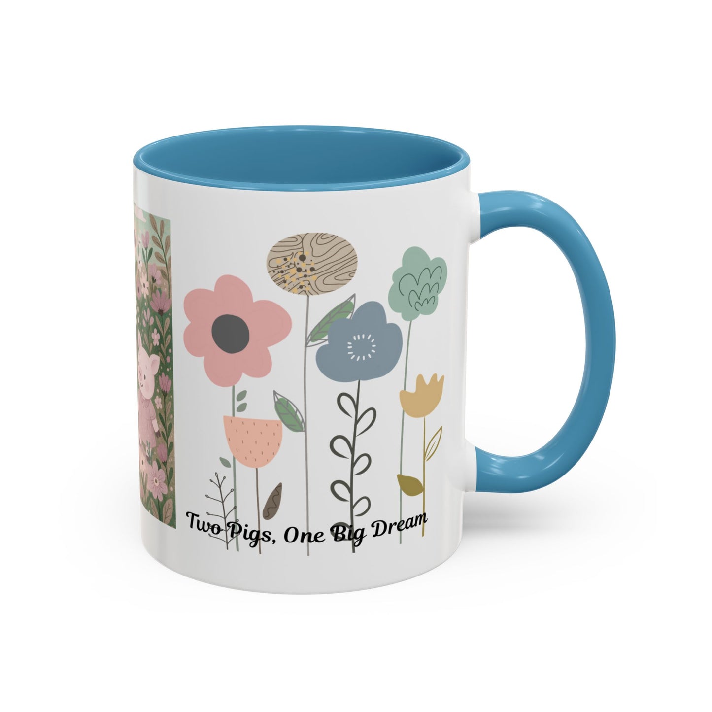 Charming Piggy Coffee Mug, Cute Animal Tea Cup, Floral Design Drinkware, Gift for Animal Lovers, Kitchen Decor, Unique Birthday Gift
