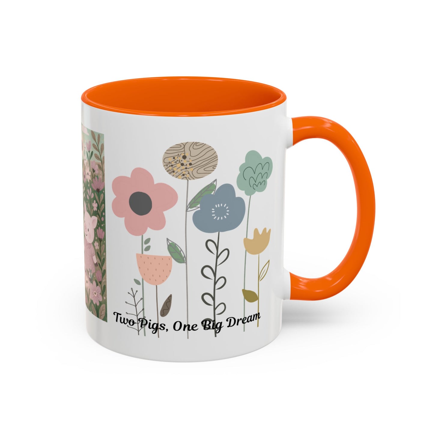 Charming Piggy Coffee Mug, Cute Animal Tea Cup, Floral Design Drinkware, Gift for Animal Lovers, Kitchen Decor, Unique Birthday Gift