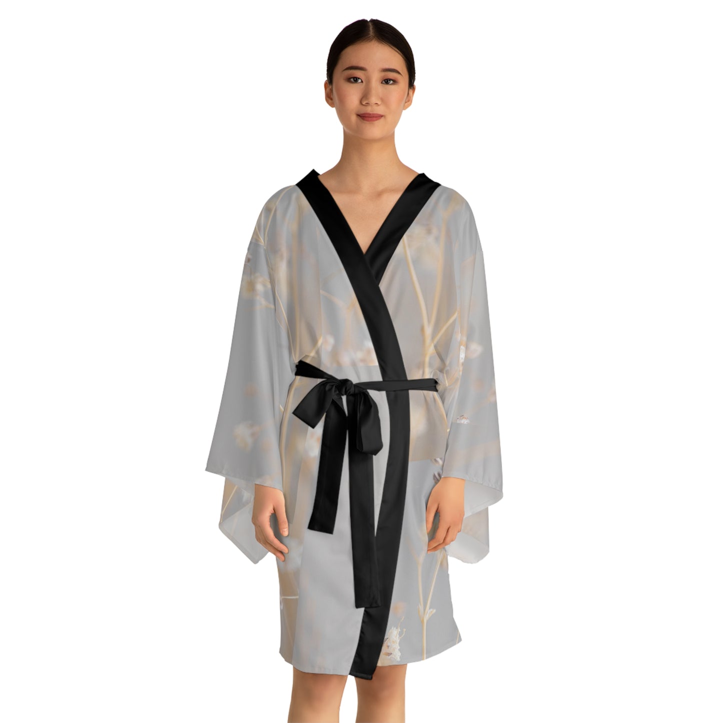 Elegant Floral Long Sleeve Kimono Robe, Lightweight Kimono, Loungewear Gift, Cozy Robe, Perfect for Relaxing, Floral Print Kimono