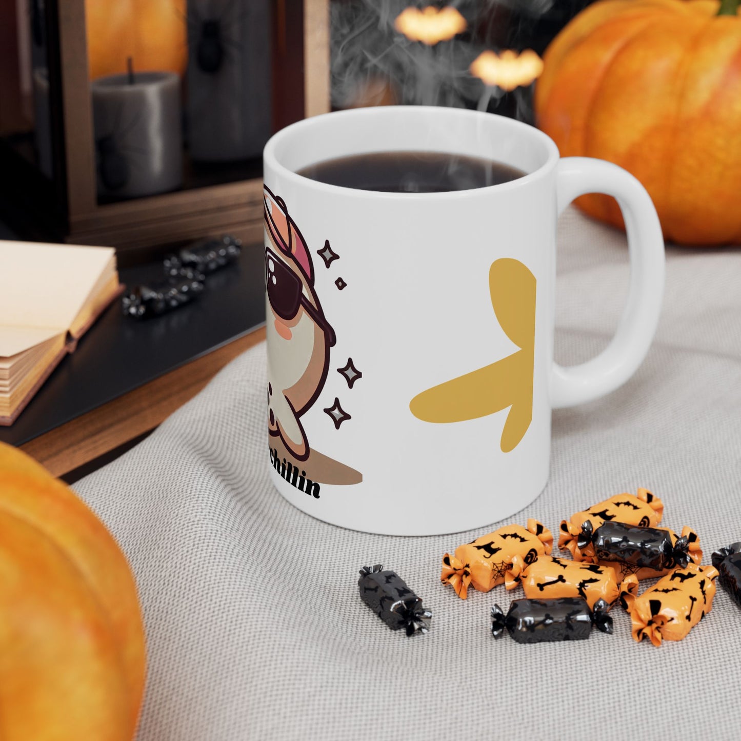 Cute Cha-Cha-Chillin Ceramic Mug, Funny Coffee Cup, Bubble Tea Lover Gift, Kawaii Drinkware, Quirky Mug