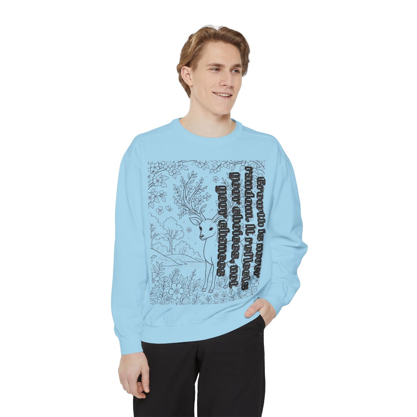 Whimsical Deer Sweatshirt | Cozy Casual Wear, Gift for Nature Lovers, Fall Fashion, Unique Artwork, Unisex Style
