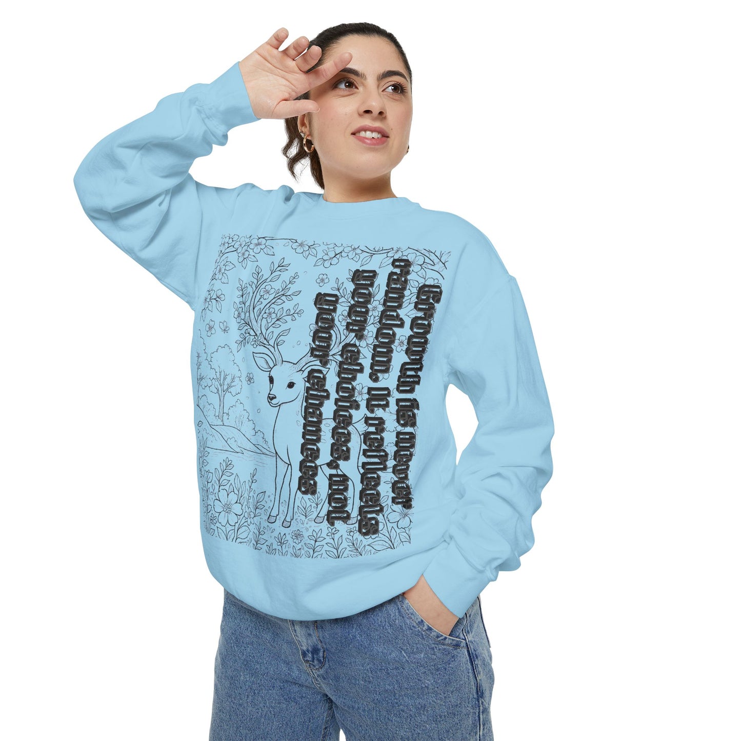 Whimsical Deer Sweatshirt | Cozy Casual Wear, Gift for Nature Lovers, Fall Fashion, Unique Artwork, Unisex Style