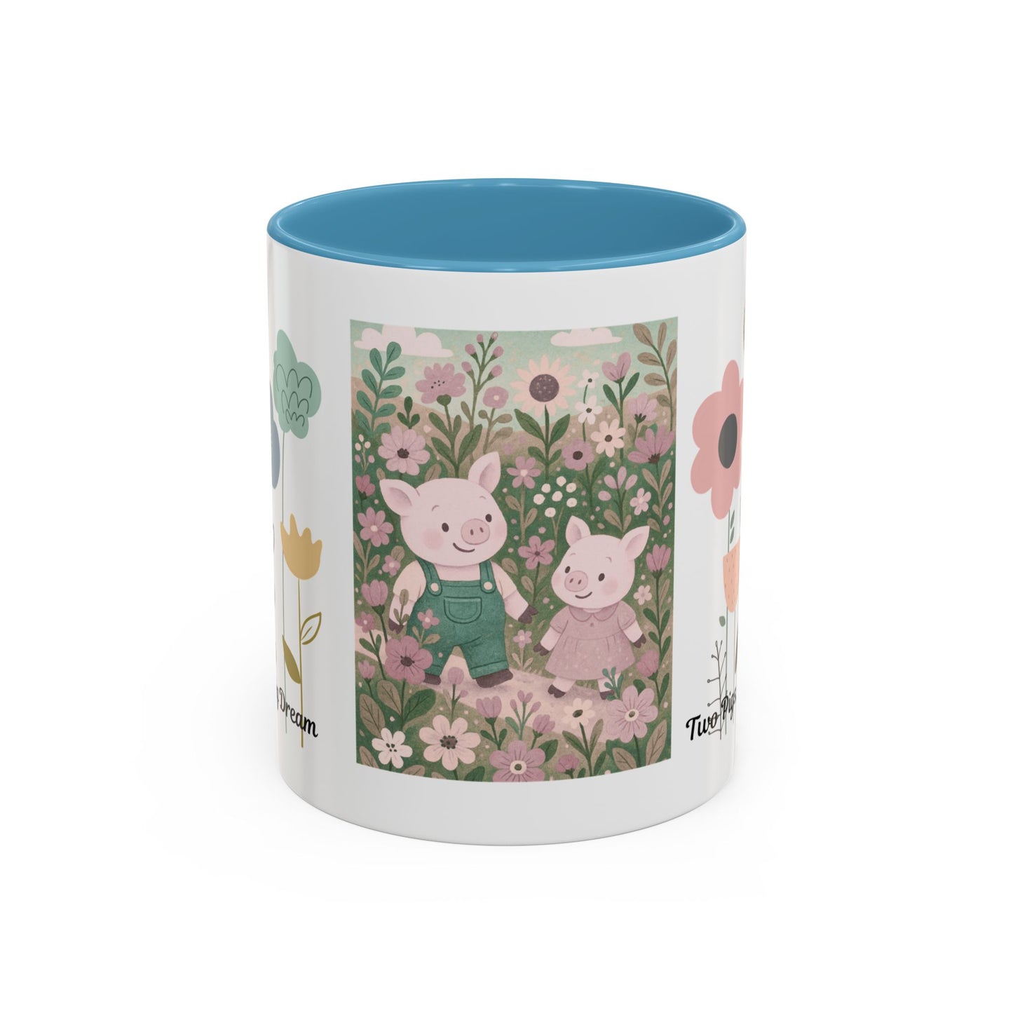 Charming Piggy Coffee Mug, Cute Animal Tea Cup, Floral Design Drinkware, Gift for Animal Lovers, Kitchen Decor, Unique Birthday Gift
