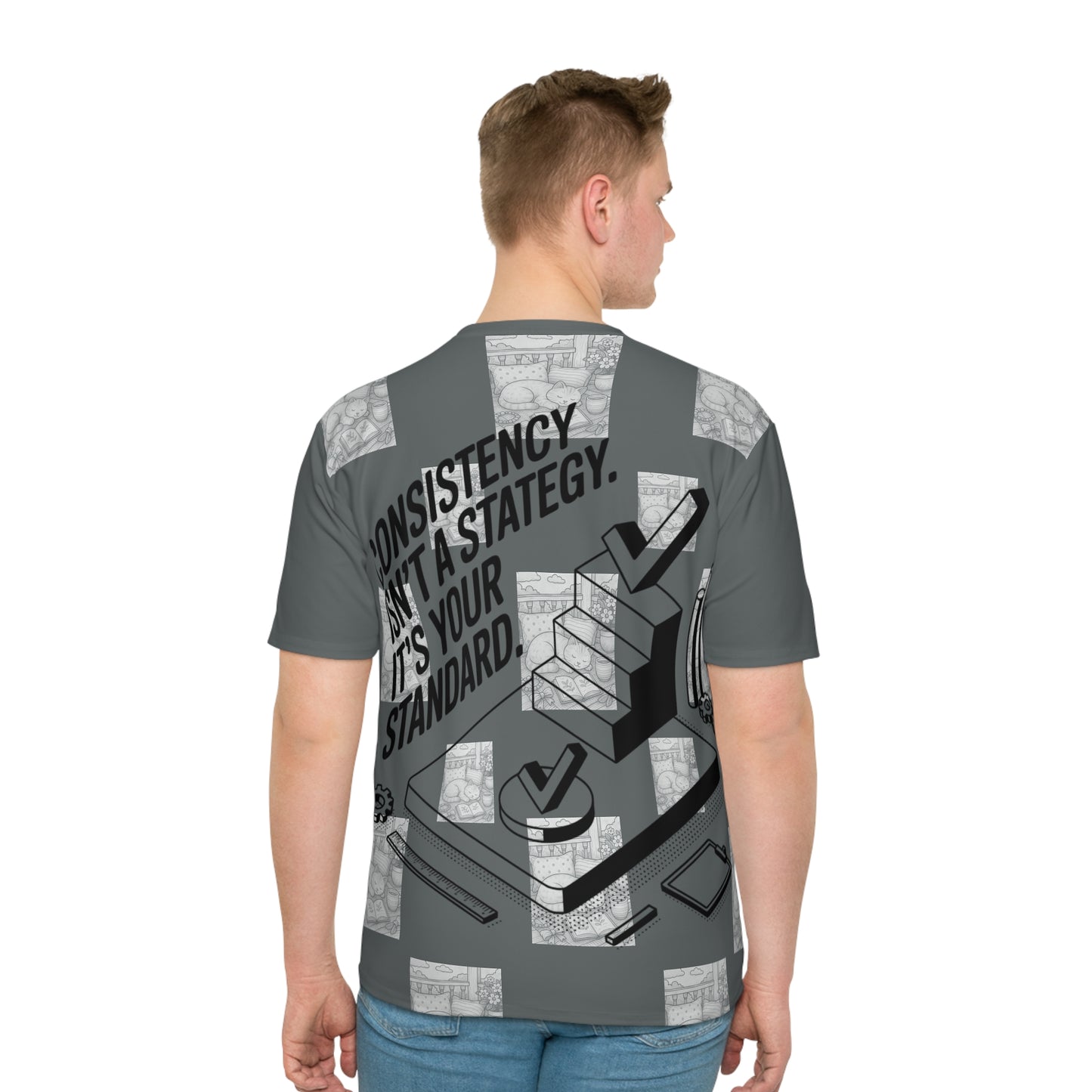 Men's T-Shirt, Black & White Pattern, Stylish Tee, Loose Fit Shirt, Casual Top, Graphic Design Shirt