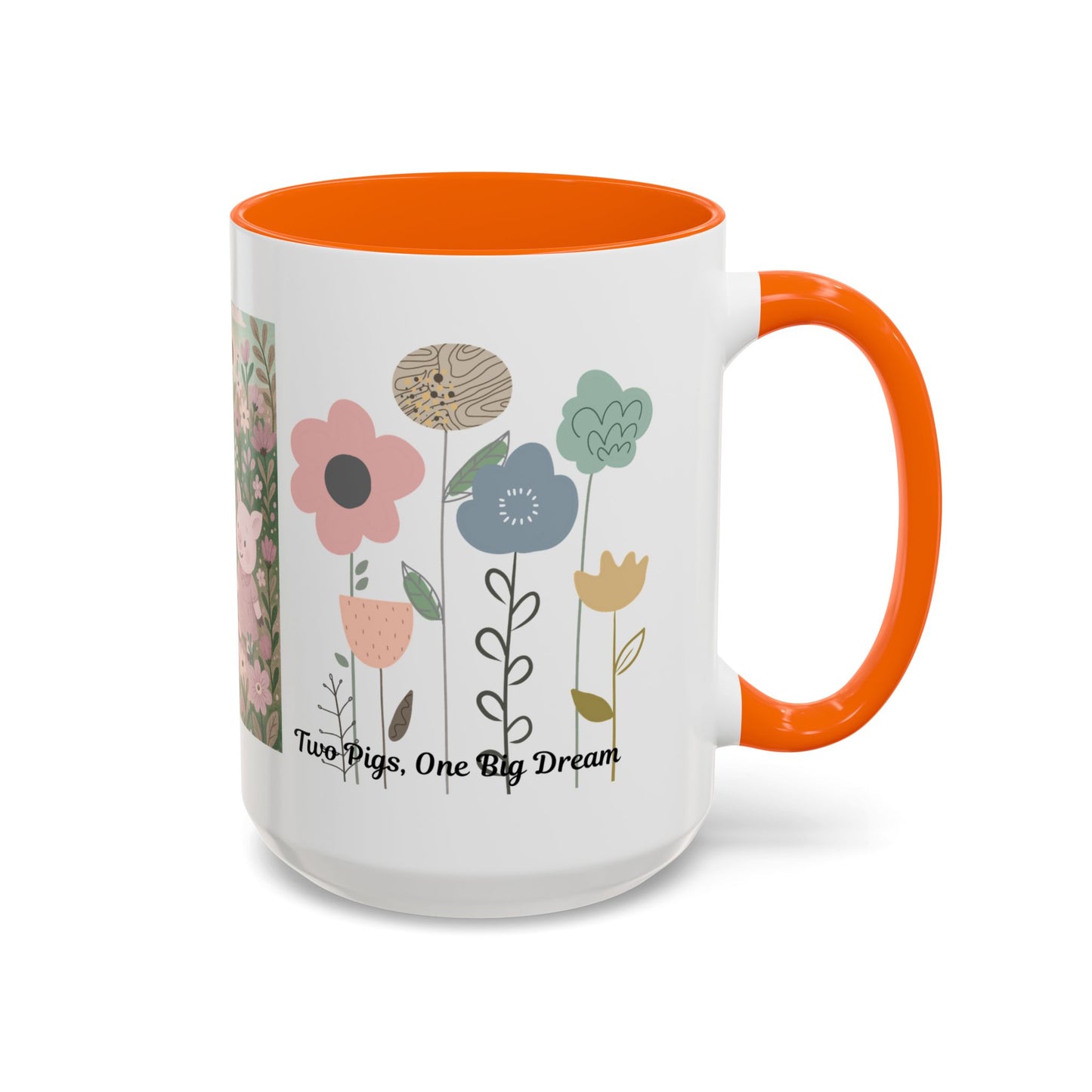 Charming Piggy Coffee Mug, Cute Animal Tea Cup, Floral Design Drinkware, Gift for Animal Lovers, Kitchen Decor, Unique Birthday Gift