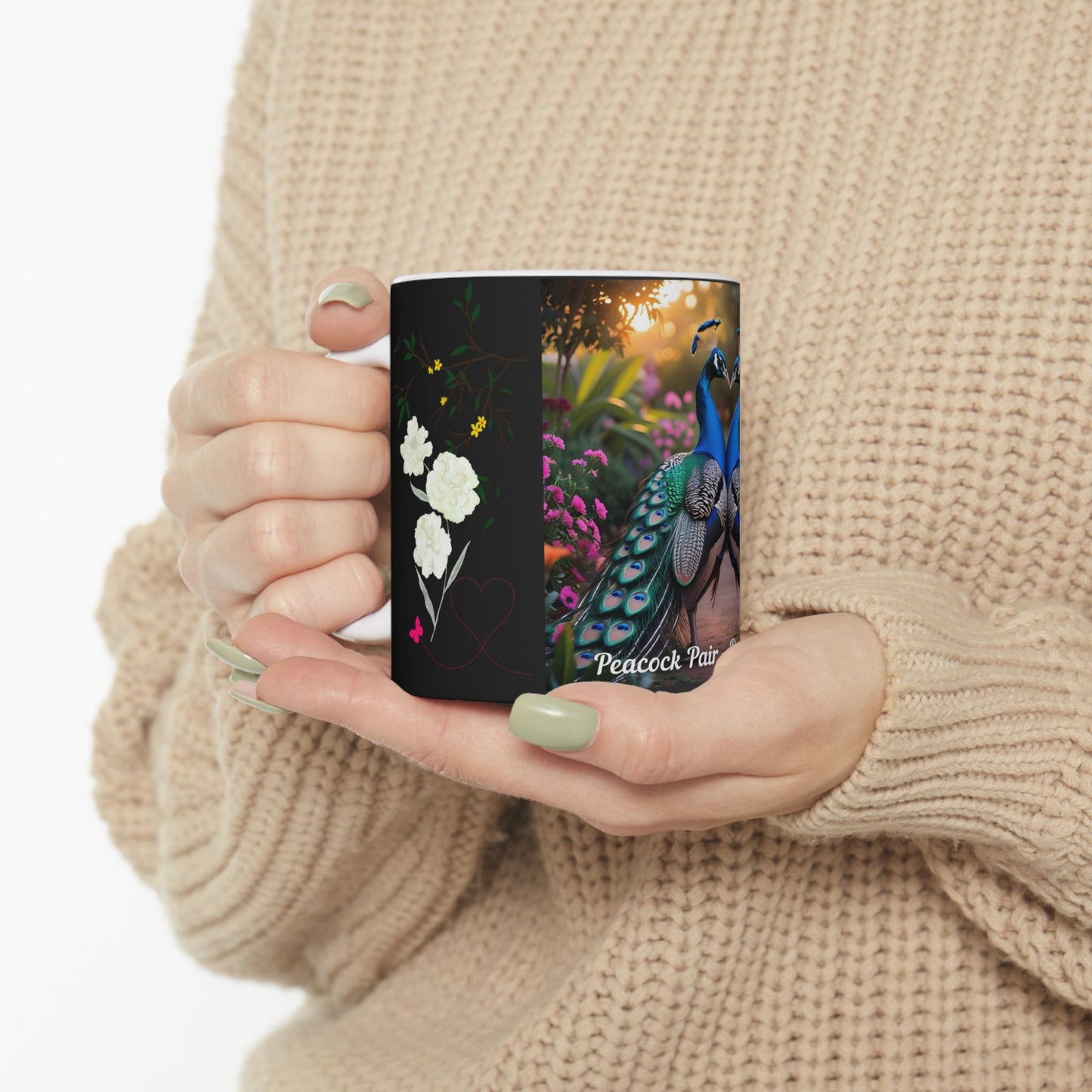 Peacock Pair Love Ceramic Mug - Dance of Love, Gift for Nature Lovers, Cute Couples Mug, Unique Home Decor, Animal Lover Gift