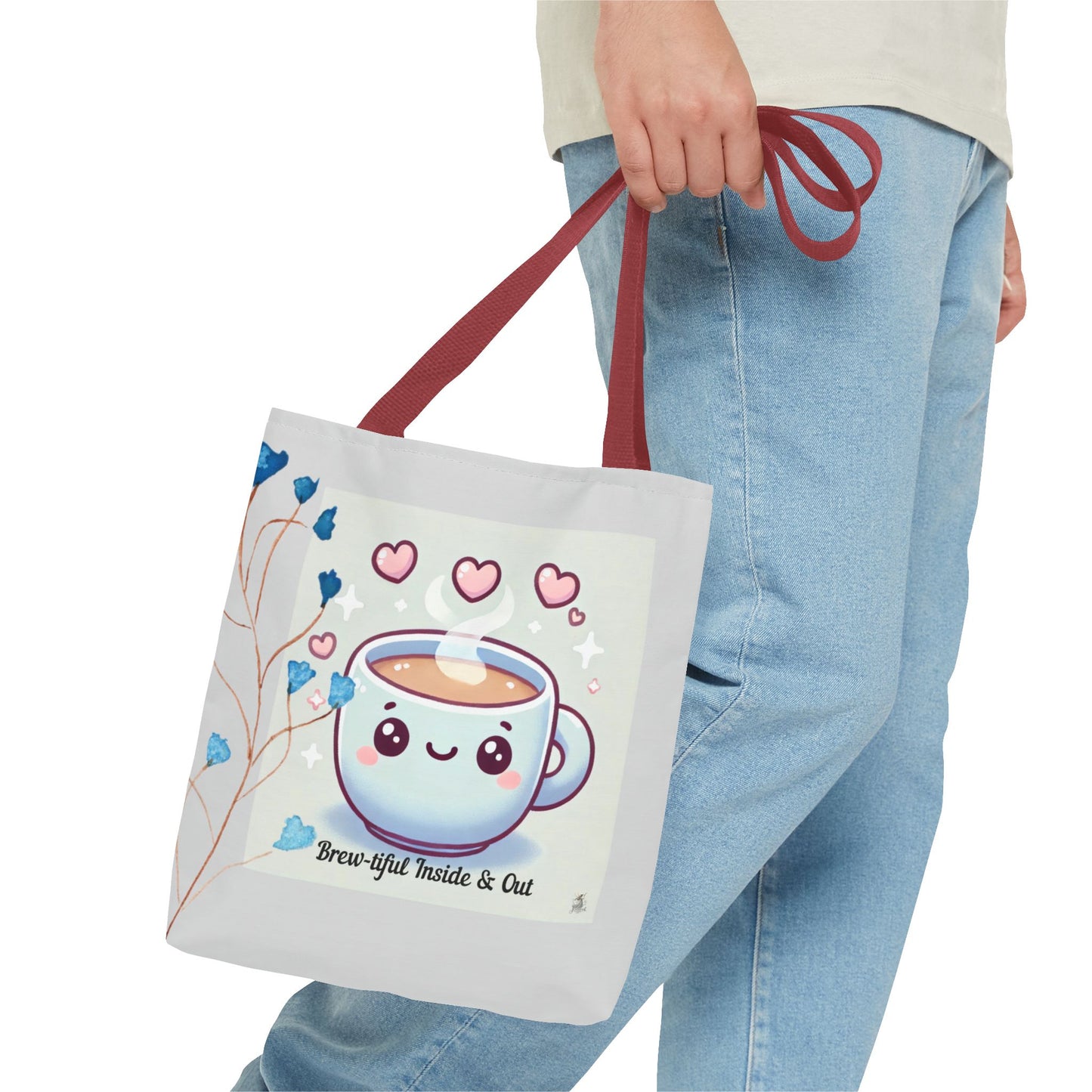Cute Coffee Tote Bag, AOP Coffee Lover's Gift, Eco-Friendly Shopping Bag, Adorable Canvas Tote for Everyday Use, Heartfelt Design