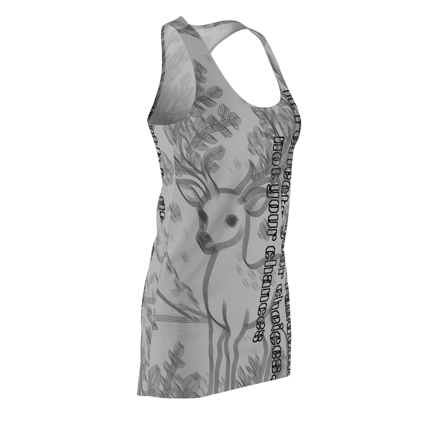 Nature-Inspired Motivational Dress, AOP Racerback Dress, Casual Summer Dress, Gift for Nature Lovers, Inspirational Dress