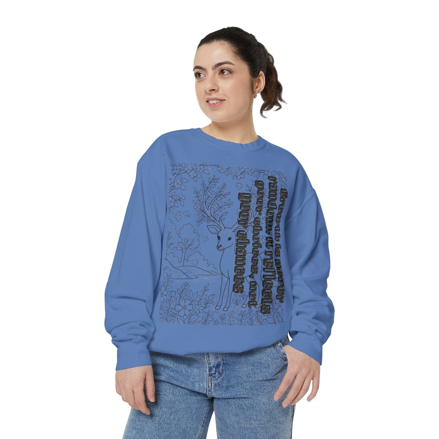 Whimsical Deer Sweatshirt | Cozy Casual Wear, Gift for Nature Lovers, Fall Fashion, Unique Artwork, Unisex Style