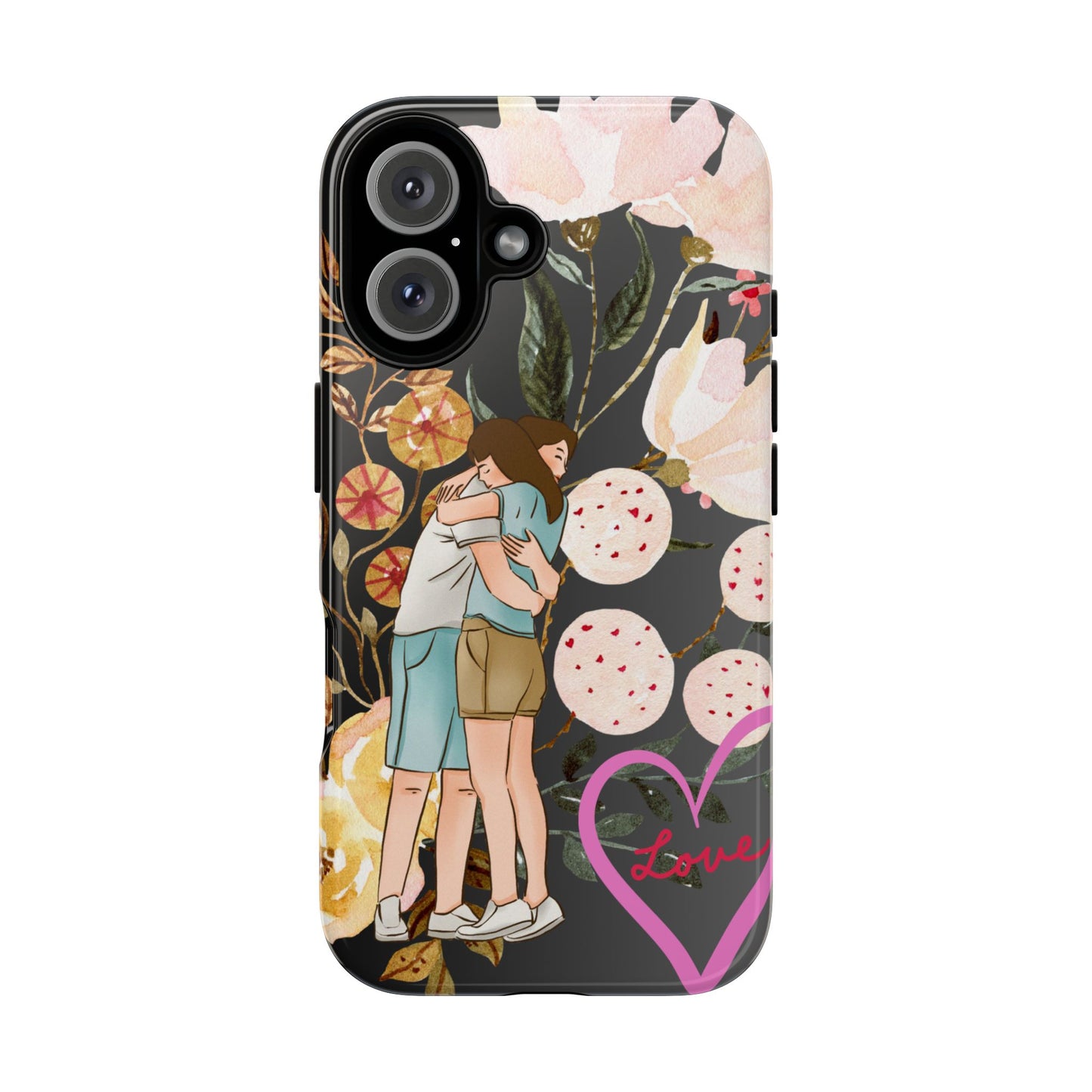 Cute Phone Case for Couples, Floral Design, Love Theme, Gift for Her, Trendy Smartphone Accessory