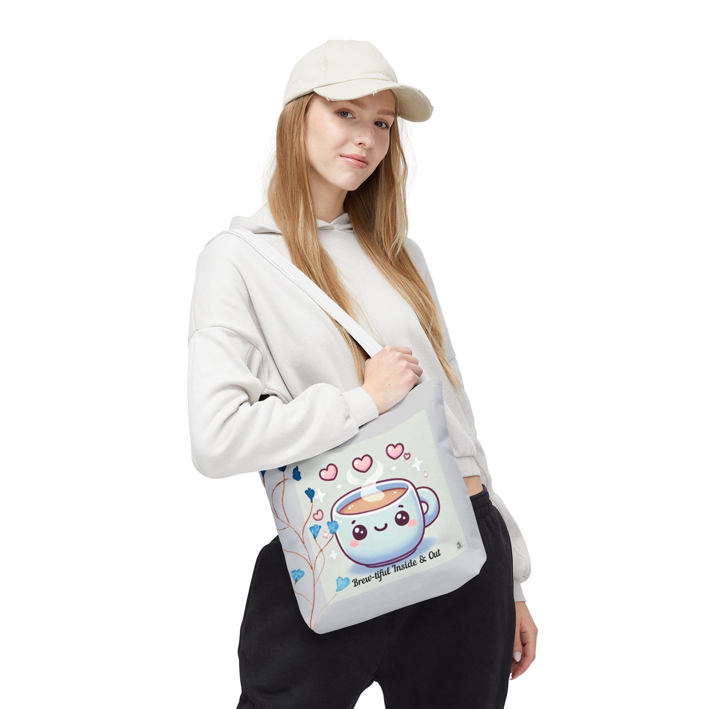 Cute Coffee Tote Bag, AOP Coffee Lover's Gift, Eco-Friendly Shopping Bag, Adorable Canvas Tote for Everyday Use, Heartfelt Design