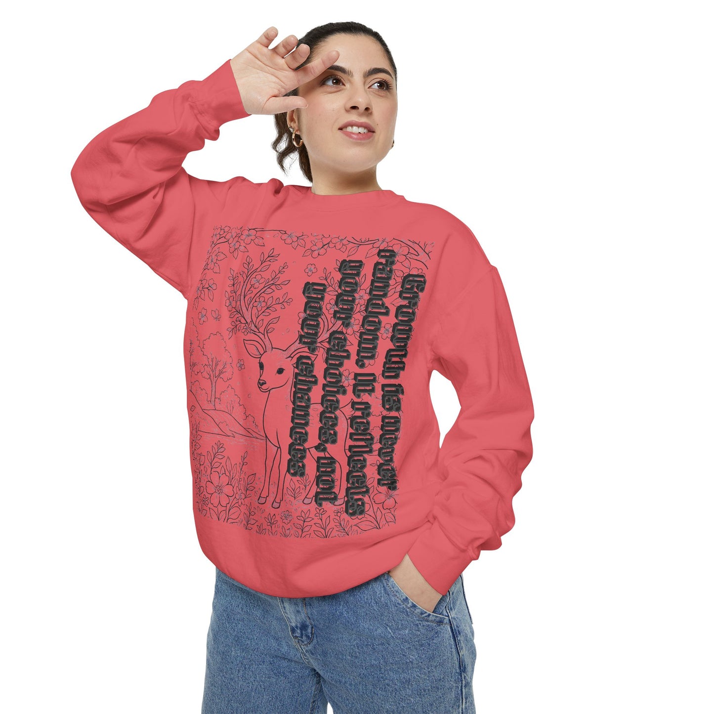 Whimsical Deer Sweatshirt | Cozy Casual Wear, Gift for Nature Lovers, Fall Fashion, Unique Artwork, Unisex Style