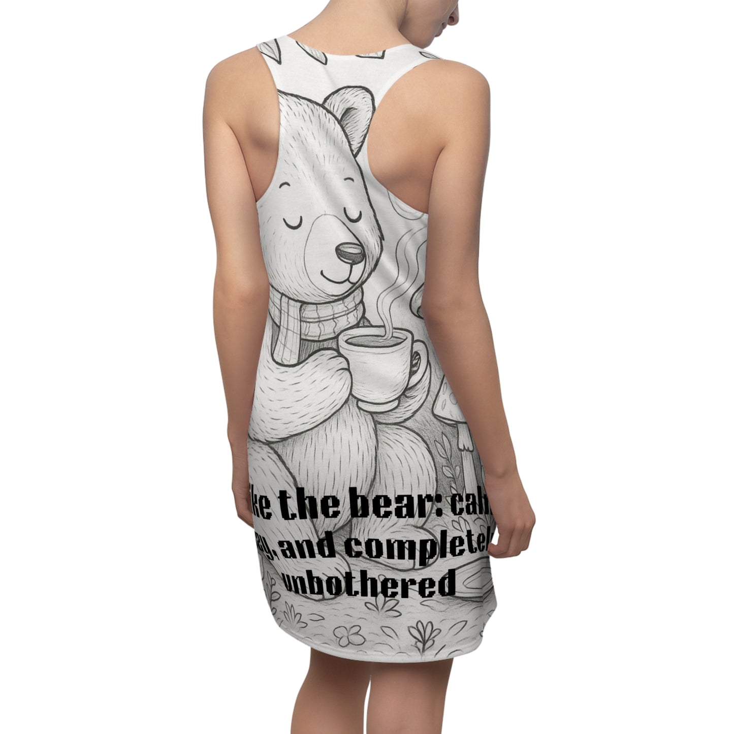 Cozy Bear Racerback Dress, Cute Animal Print Dress, Relaxed Vibes Outfit, Casual Summer Dress, Gift for Nature Lovers